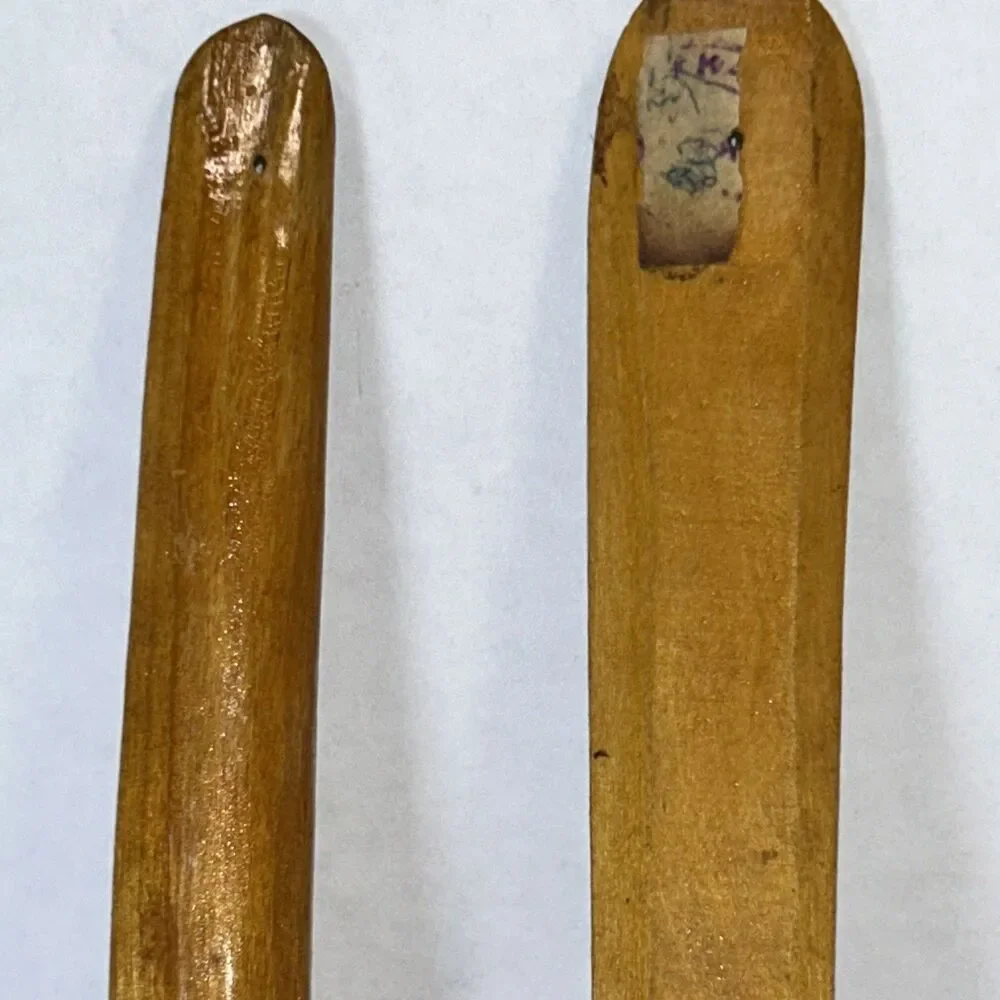 Hand Carved & Painted Wood Small Serving Fork & Spoon Set with Flowers